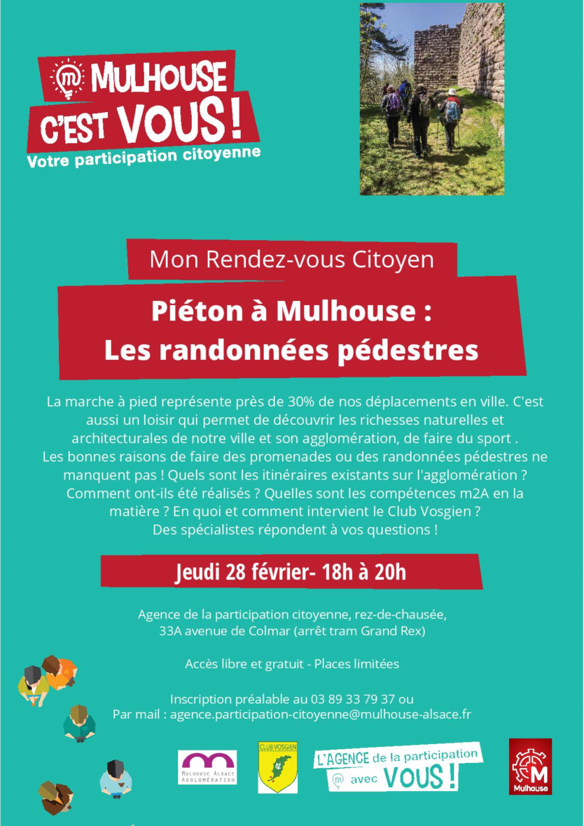 RDV Citoyen : Piéton à Mulhouse : les randonnées pédestres